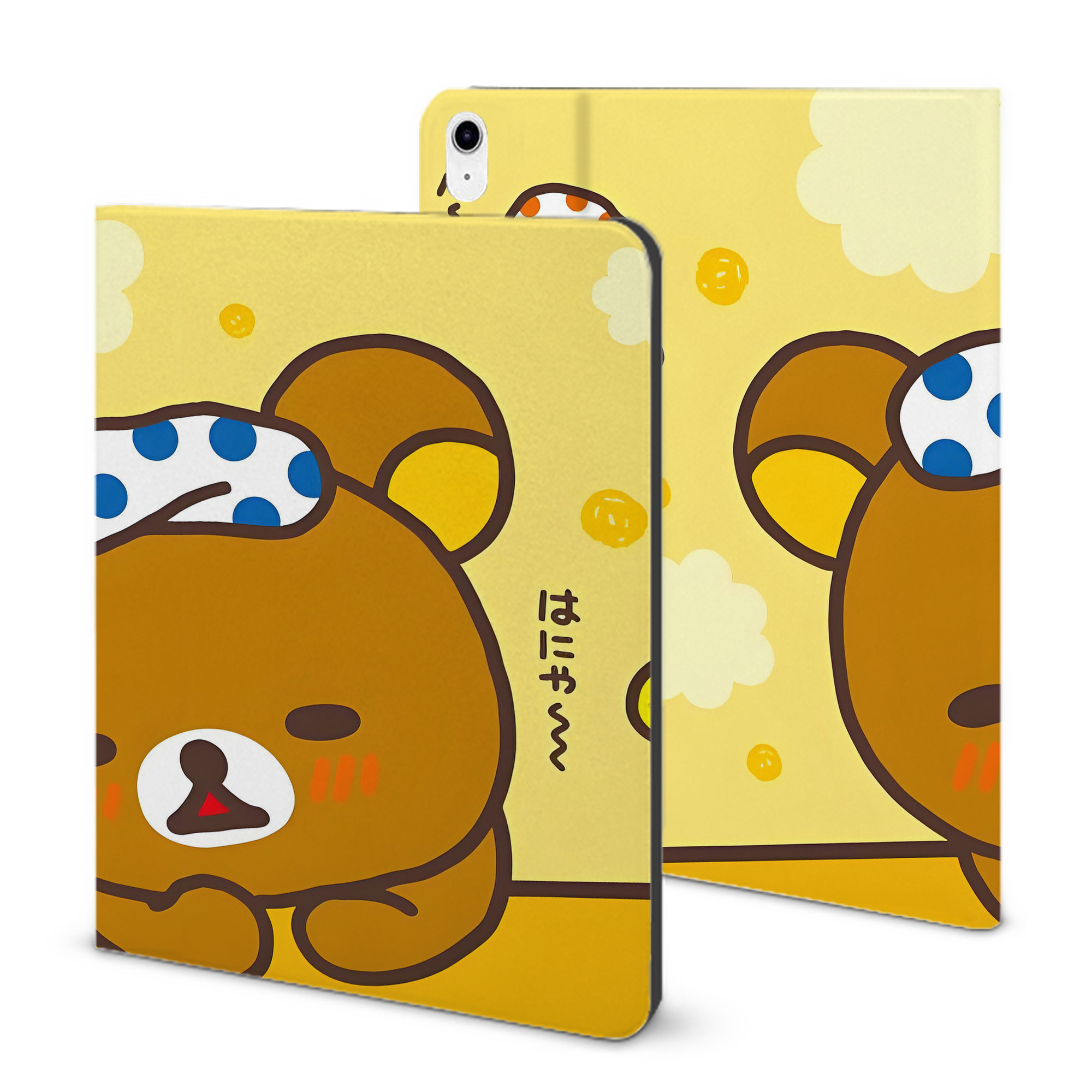 （画像用） リラックマ リラックマ キイロイトリ Rilakkuma Korilakkuma Kiiroitori IPad ケース ブック型 PUレザー TPU 耐衝撃 軽量 薄型 ペン収納なし 全面保護 IPad 各モデル対応